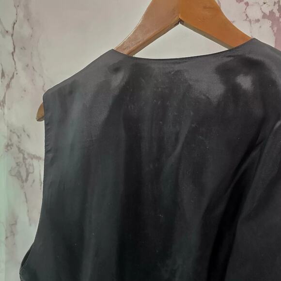 Vintage Vest Mens Medium Black 80s Glam Gold Velvet Formal Satin Party Rock - Picture 5 of 10